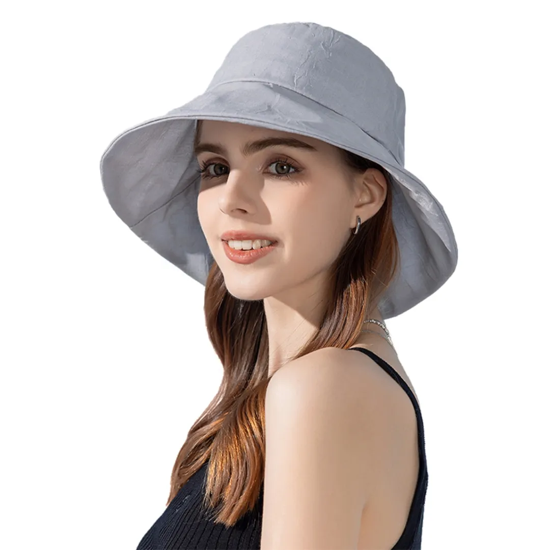 Women Summer Folding Bucket Hat for Beach Holiday Lady Spring Bowler UV Sun Protection Cap Elegant Sunscreen Headgear Wholesale