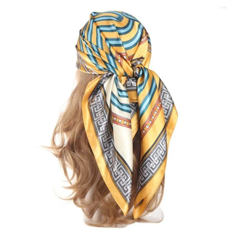 Scarves Soft Shiny Silk Scarf Headwraps For Woman Fashion Four Seasons Hair Accessories Foulard Iuxe Bandana Femme Headscarf Scarftop