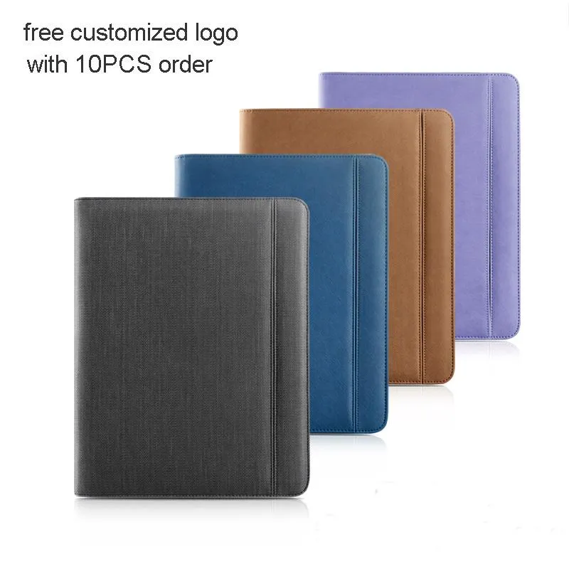 Folder multifunctional zipper PU leather business travel manger bag a4 file folder organizer with ipad stand rigid disk fasterner 1105