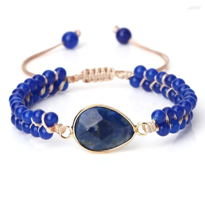 Pulseiras de miçangas de cura natural lapis lazuli para homens pedras artesanais feitas à mão joias para ioga e meditação