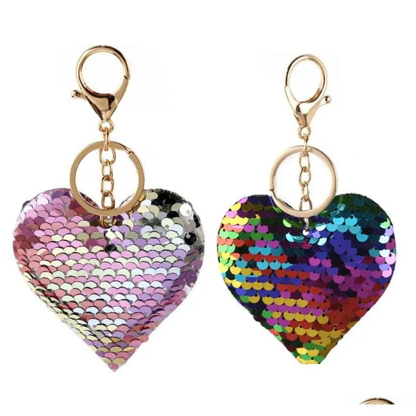 Juego de llavero con corazón de lentejuelas para recuerdo de fiesta, regalos para mujeres/niñas. Ideal Día de la Madre Navidad y San Valentín. Drop Delivery Dhsry