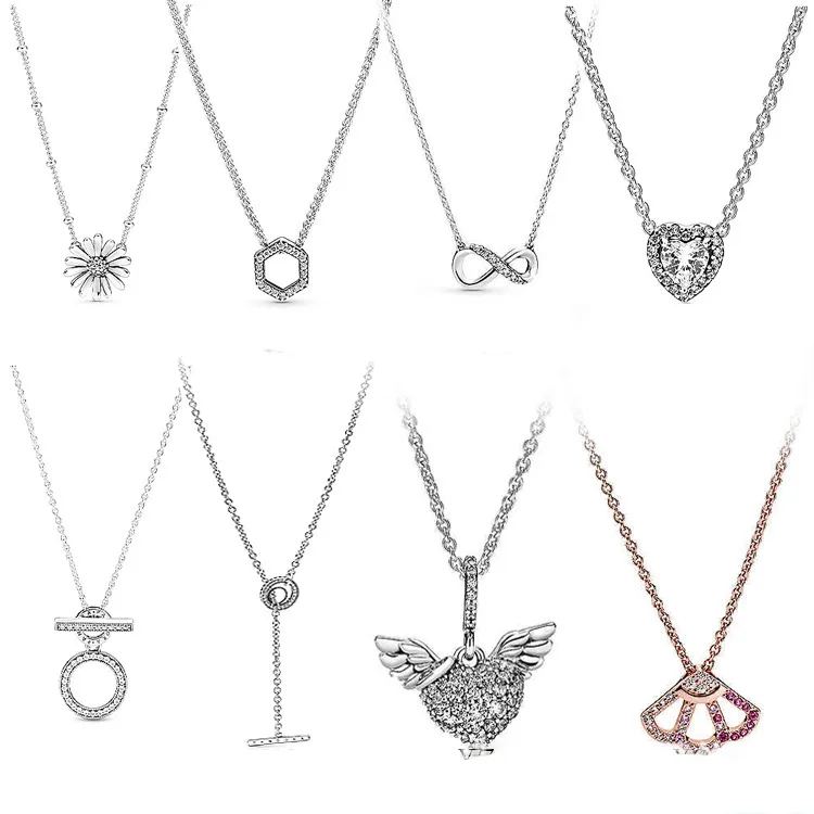 PANDORA Pave Heart & Angel Wings Necklace & Sparkling Angel Wings Stud  Earrings | eBay