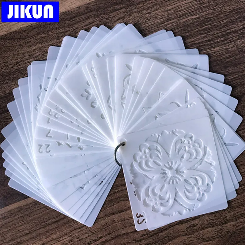 Timbres JIKUN Acrylique Marqueurs Pinceau Stylos Avec 3656 pcs Mandala Pochoirs 9 cm Peinture Modèles Ensembles pour DIY Rock Bois Mur 230627