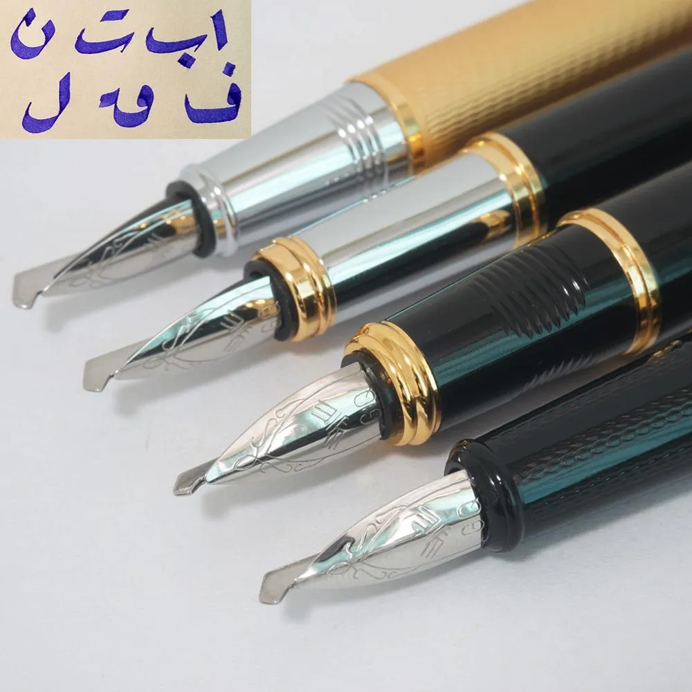 Pennor Venus All Metal Fountain Pen Gothic Art Pen Arabic Persian Mijit Calligraphy Black Golden 5 Mm Multifunktionell NIB -gåva