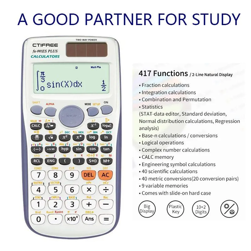 Calculateurs 417 Fonctions Calculatrice scientifique Calculatrice de fonctions scientifiques PAPEERIE DE L'INGÉNICATION POUR Université du secondaire