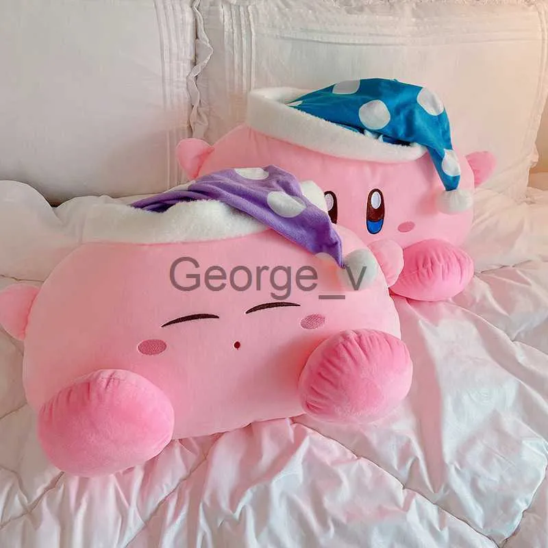 Animais de pelúcia recheados Anime brinquedo de pelúcia dormir Kirbyed Boneca Kirbyed recheada com touca de dormir estilo japonês travesseiro macio presente para criança menina rosa J230628