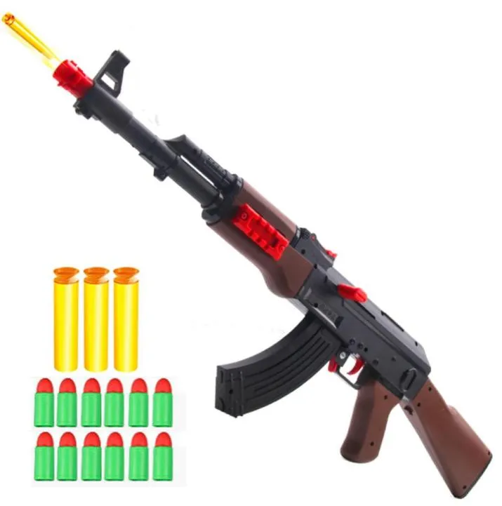 Plastic Manual AK47 Soft Rubber Ball Bullet Toy Rifle Airsoft Shooting