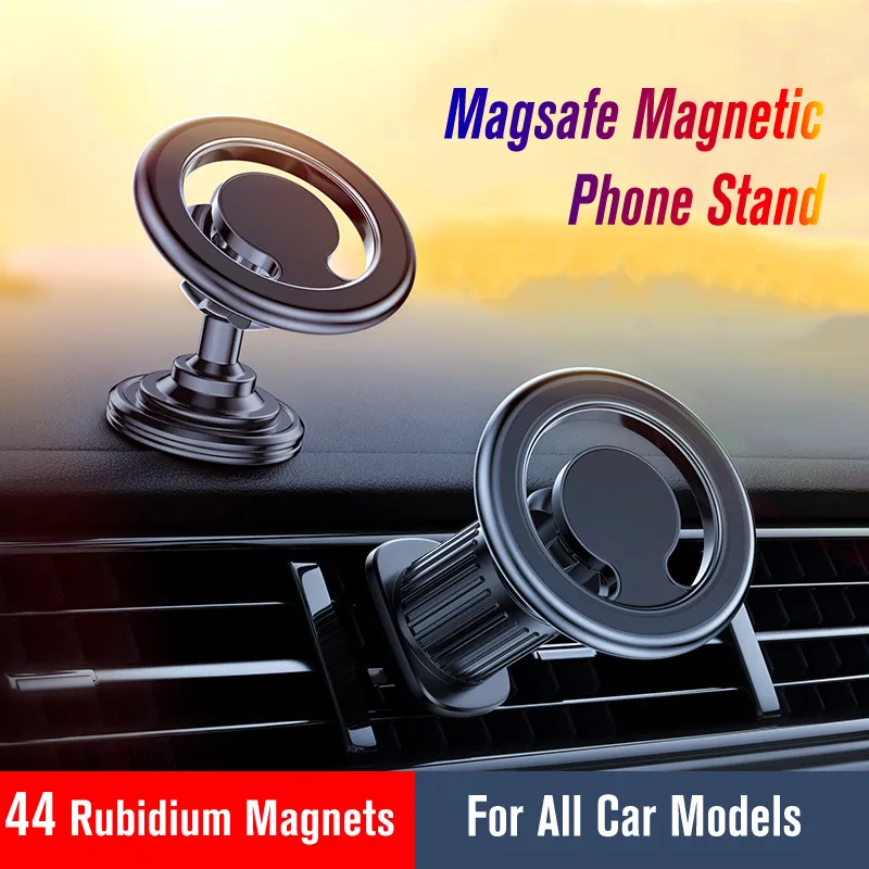 iPhoneの金属磁気車の電話スタンド12 13 14 PRO MAX MINI MAGSAFEケース360度ローテーション電話ホルダーSAMSUNG Xiaomi