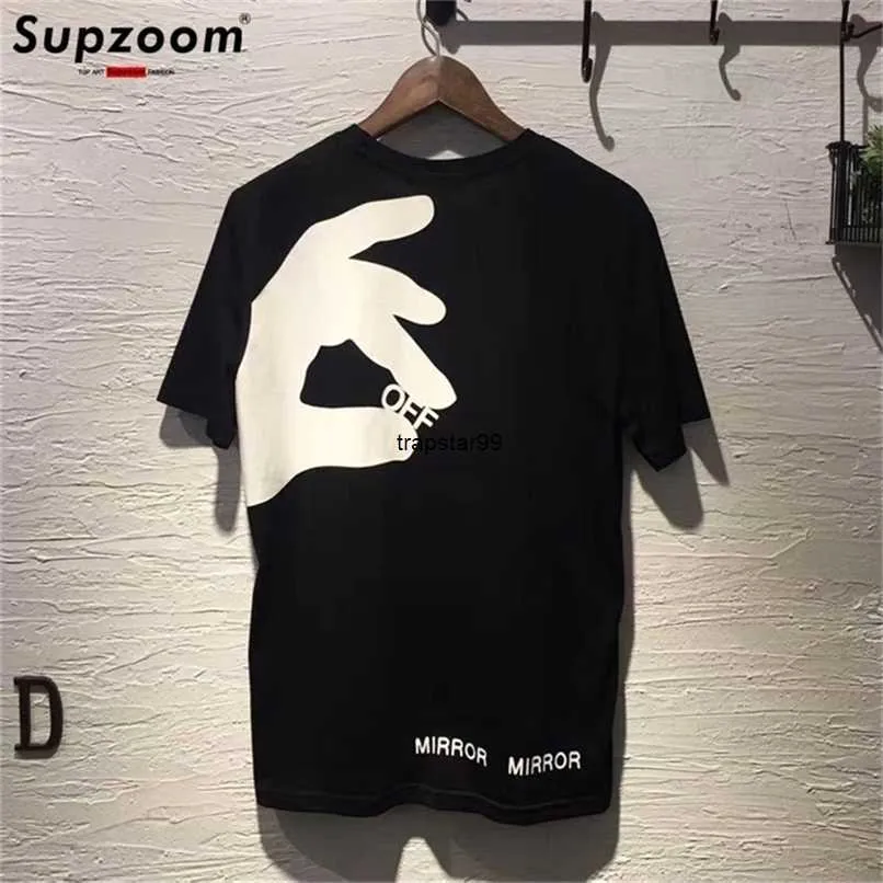 supzoom到着ブランドの服ショートニットOネックオフカジュアルメンズTシャツメンヒップホップ印刷レジャーコットンTシャツhomme