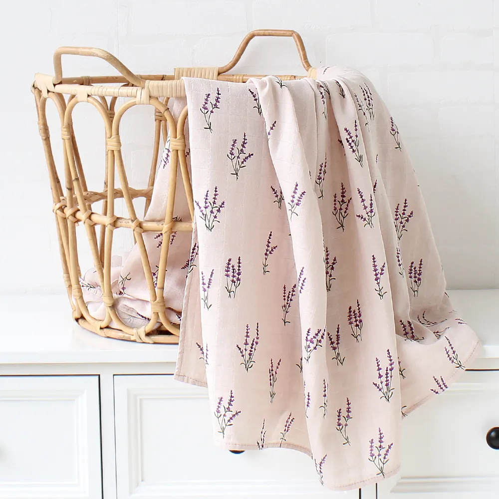 Delicate Leaves & Solid Lavender Swaddle Delicate Leaves & Solid Lavender Swaddle