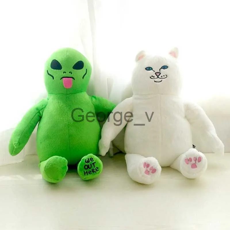 Stuffed Plush Animals 1PCS 45CM cartoon middle finger cat and alien plush toy doll children accompanying sleeping toys children's holiday gifts Kawaii J230628