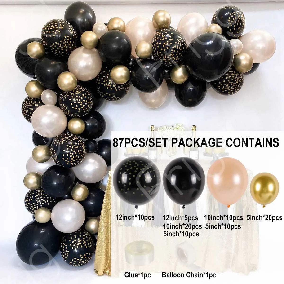 Black White And Gold Balloon Arch Kit With Foil... From Sts_017, $78.25 ...