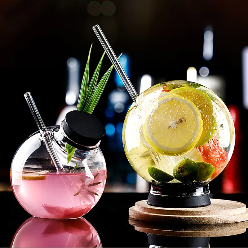 Mugs 400ml Smoked Molecular Creative Food Specialty Restaurant Bar Ball Cocktail Cup Coffee Glass Straw 230627