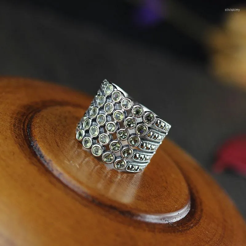 Cluster-Ringe aus S925-Sterlingsilber. Schmuck erbt klassischen thailändischen feinen Damen-Amethyst-Ring