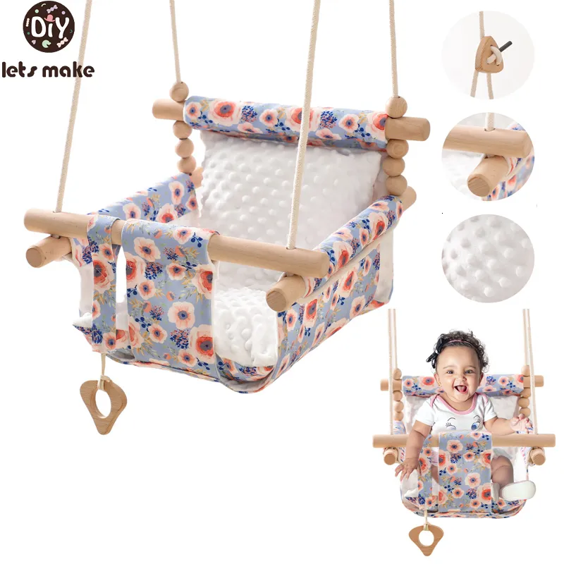 Swings Jumpers Bouncers Let's Make Baby Floral Printed Canvas Hanging Chair 1324 Månaders Toys Hammock Safety Garden Swing 230628