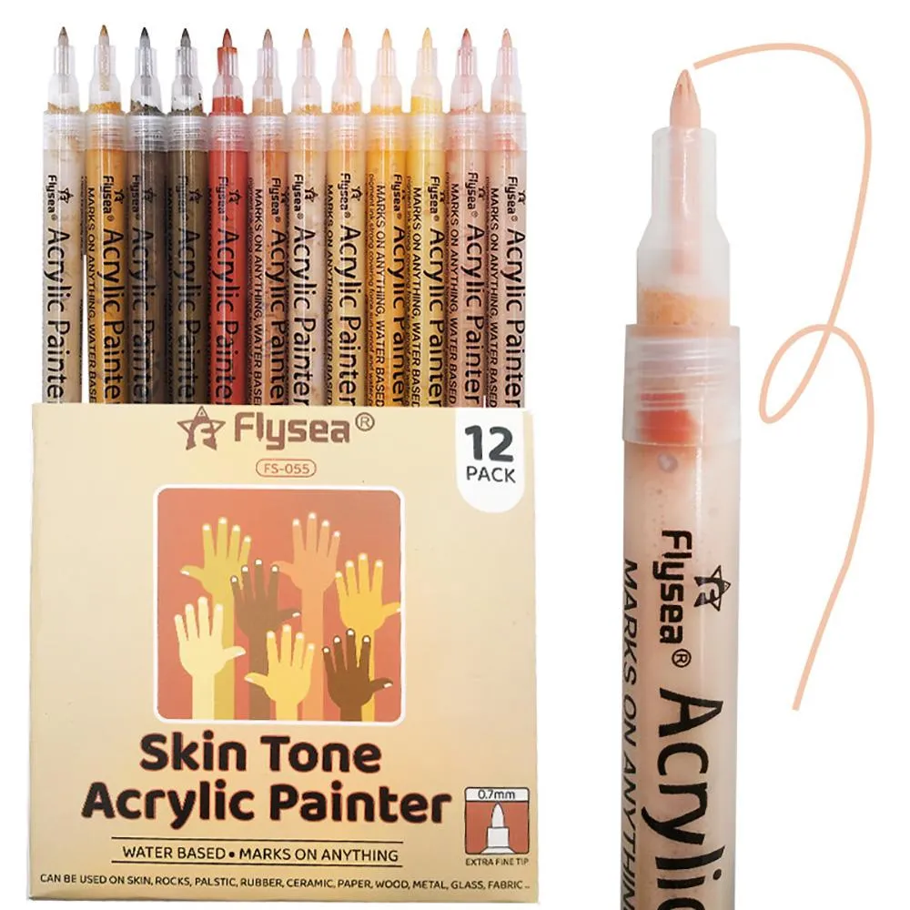 Pennarelli 12 colori Pennarelli per tonalità della pelle Set Pennarelli artistici 3.0mm/0.7mm Artista Vernice acrilica Manga Pen per colorare