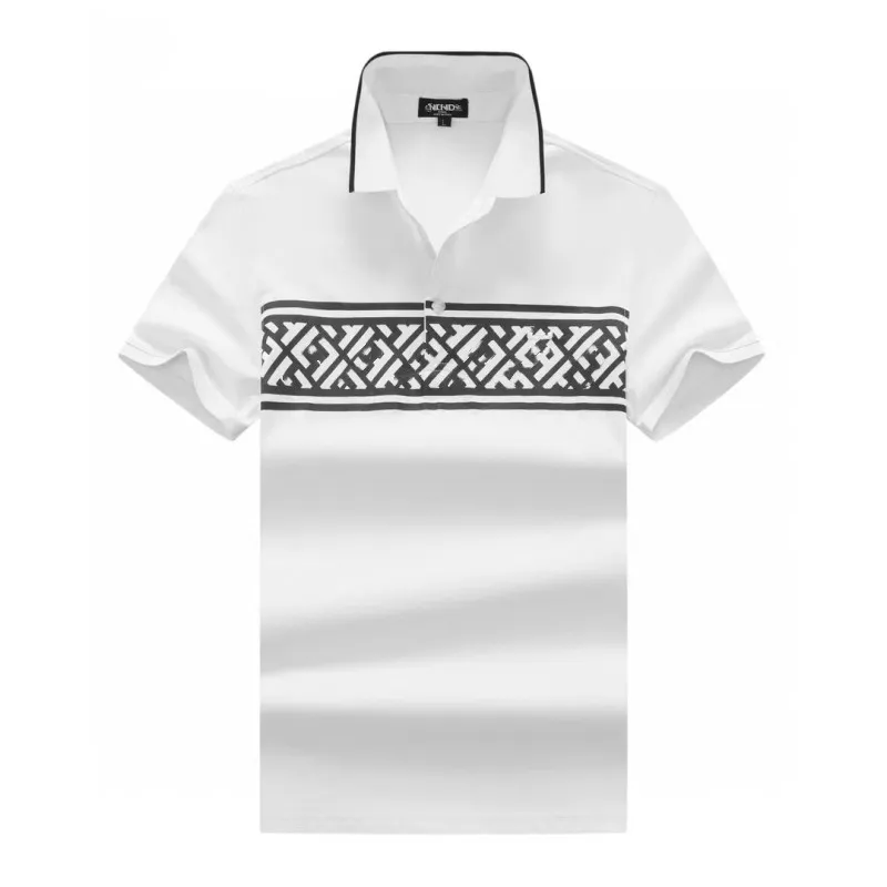 Desinger kleding heren poloshirt ff familie luxe borduurwerk korte mouwen tops kraag 100% katoen tee klassieke zakelijke herenkleding shirts Aziatische maat m xxxl