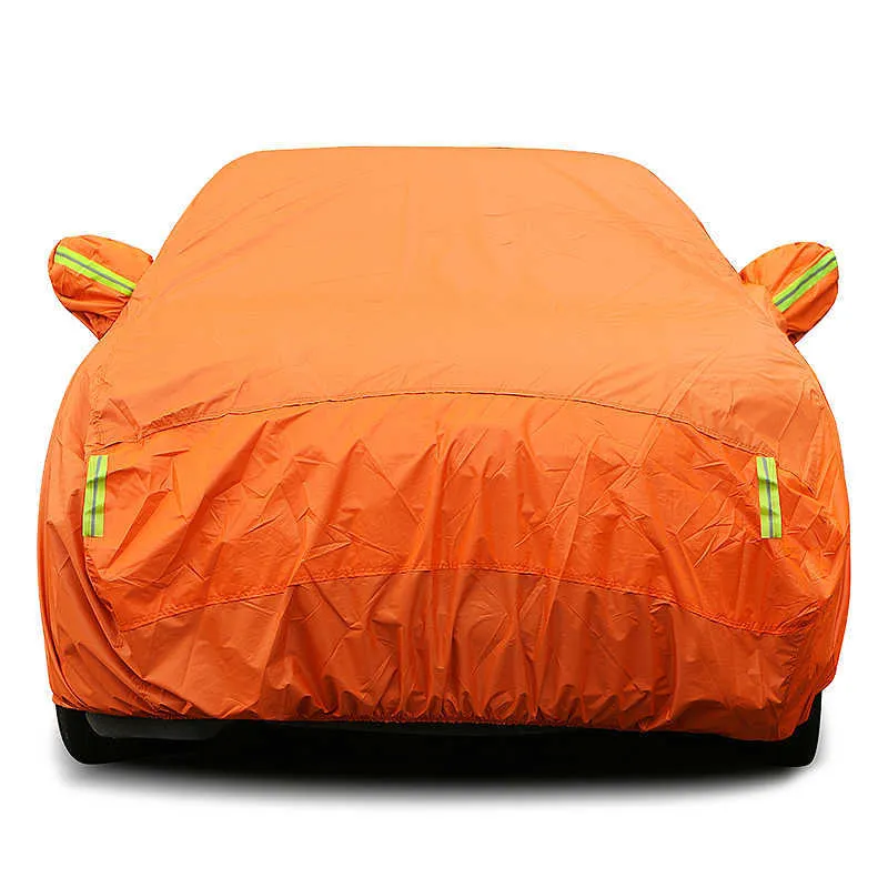 Covers Universele Oranje Outdoor Zon Stof Uv-bescherming Volledige Auto Cover Waterdicht Protector voor BMW Audi Honda Hyundai KIAHKD230628