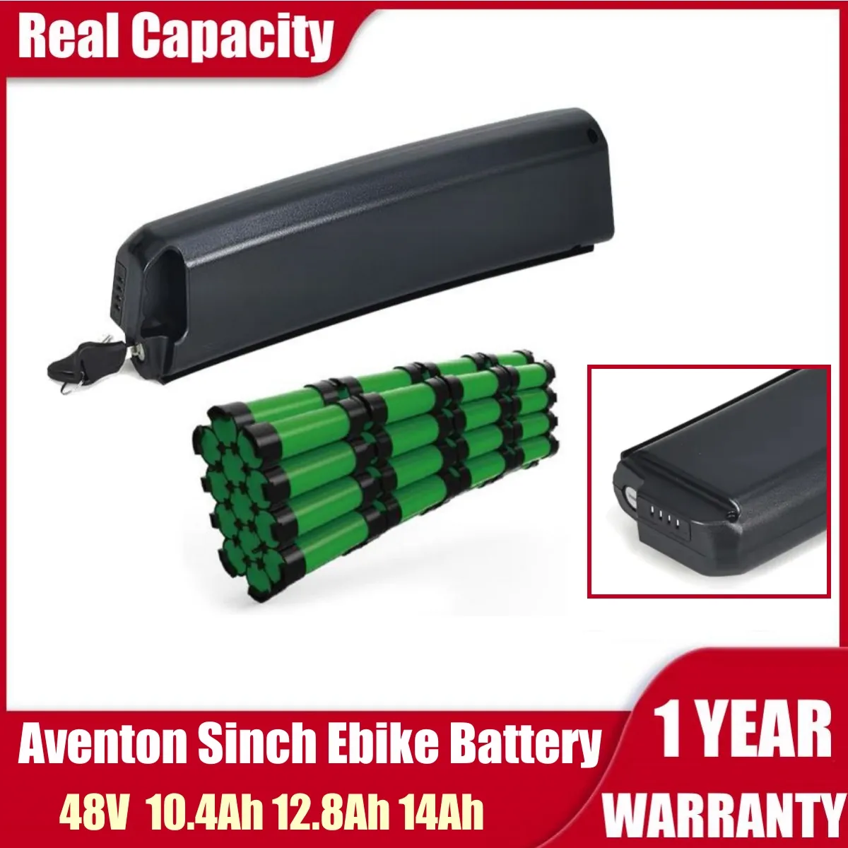 Aventon Sinch Batterie de vélo électrique 48V 14Ah Scimitar Batteries de vélo électrique pliantes 10.4Ah 12.8Ah avec chargeur Costume pour batteries de vélo pliable Ebike Pack 500W 750W