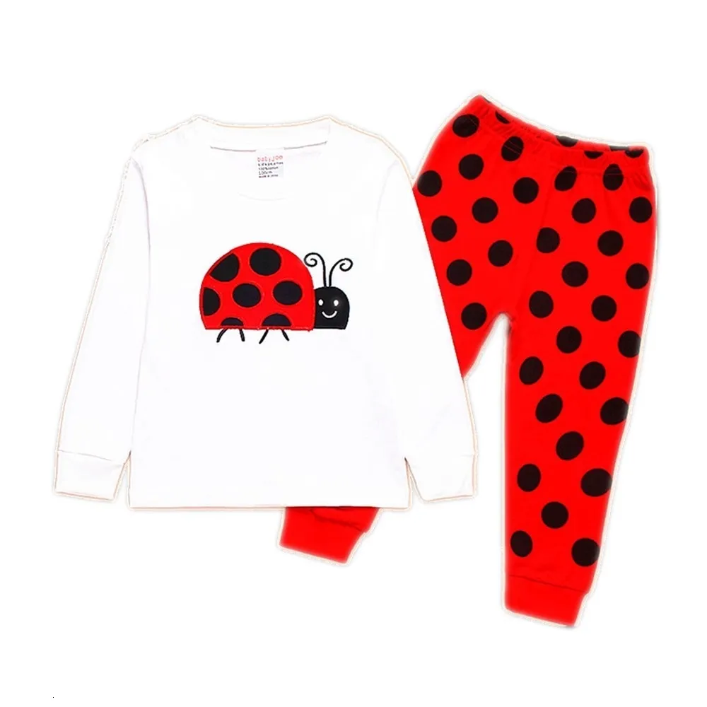 Clothing Sets Ladybug Girl Clothes Suits Embroidery Cotton Baby Girls Pajamas Print Children Sleepwear Cartoon Pyjamas T Shirt Pant 2PCS Set 230627