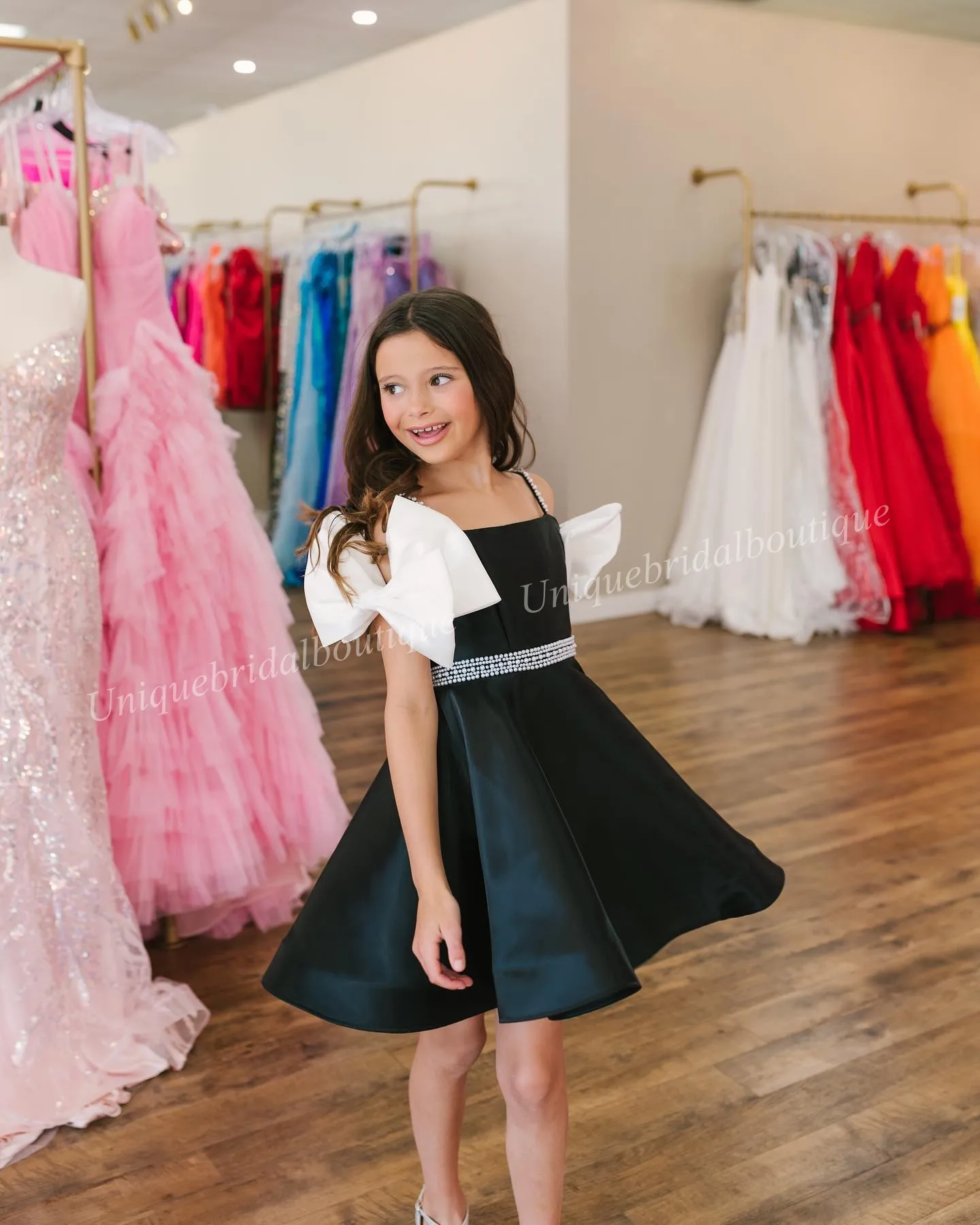 Black White Girl Pageant Dress Bow Pearl Red Satin Little Kid Birthday Cocktail Formal Party Gown Infant Toddler Teens Preteen Tiny Young Junior Miss Short Spaghetti From 81 81 DHgate