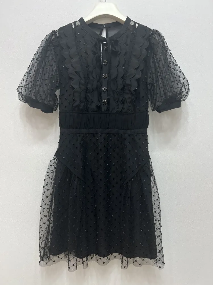 knee length dresses for ladies Eureka Fashion EK122 - Short Jersey Glitter Lace Sheath Dress