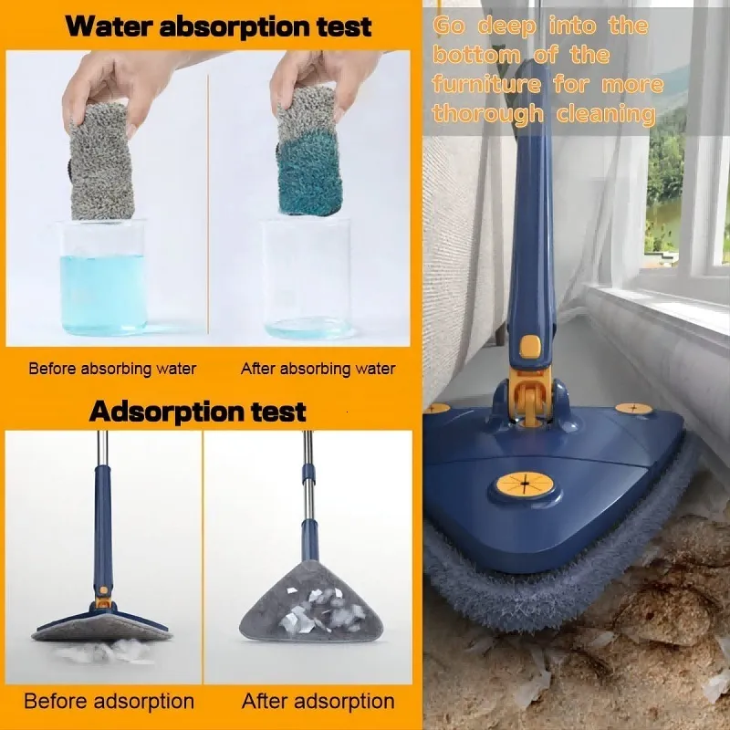 Telescopic Triangle Mop 360 Rotatable Adjustable Cleaning Mop For