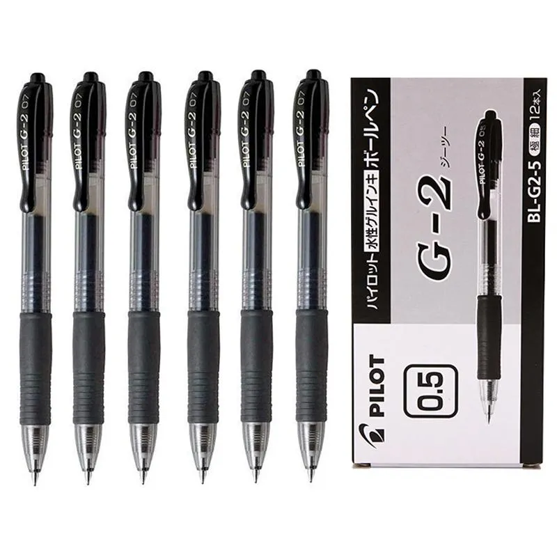 Stylos 12pcs / boîte pilote BLG2 Encre de stylo de gel rétractable ensemble 0,38 mm 05mm 07 mm à rouleau à roulet