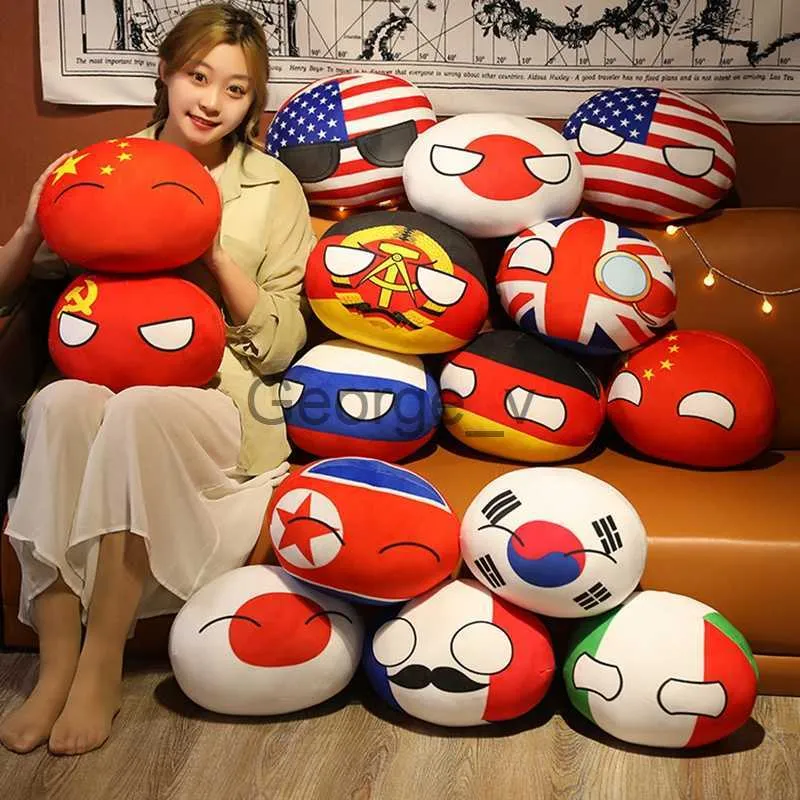 Gefüllte Plüschtiere 3040 cm Country Ball Toy Plüsch Polandball Plüsch Puppe Countryball Ussr USA Frankreich Russland UK Japan Deutschland Italien Dekor J230628