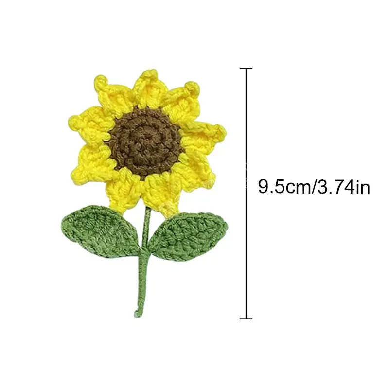 Romantic Sunflower Brooches Coat Sweater Pins Breastpin Crocheted Wool Party Street Accessories