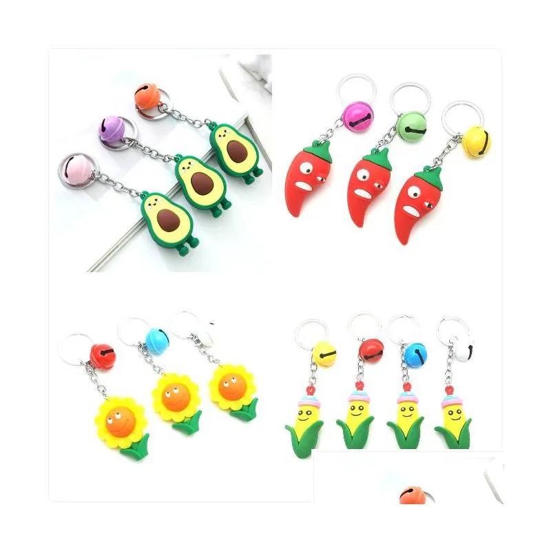 Porte-clés Longes 4 Styles Dessin Animé Fruits Porte-clés Mignon Avocat Chili Maïs Légumes Pour Femmes Hommes Porte-clés Anneau De Voiture Bijoux Gi Dhnsv