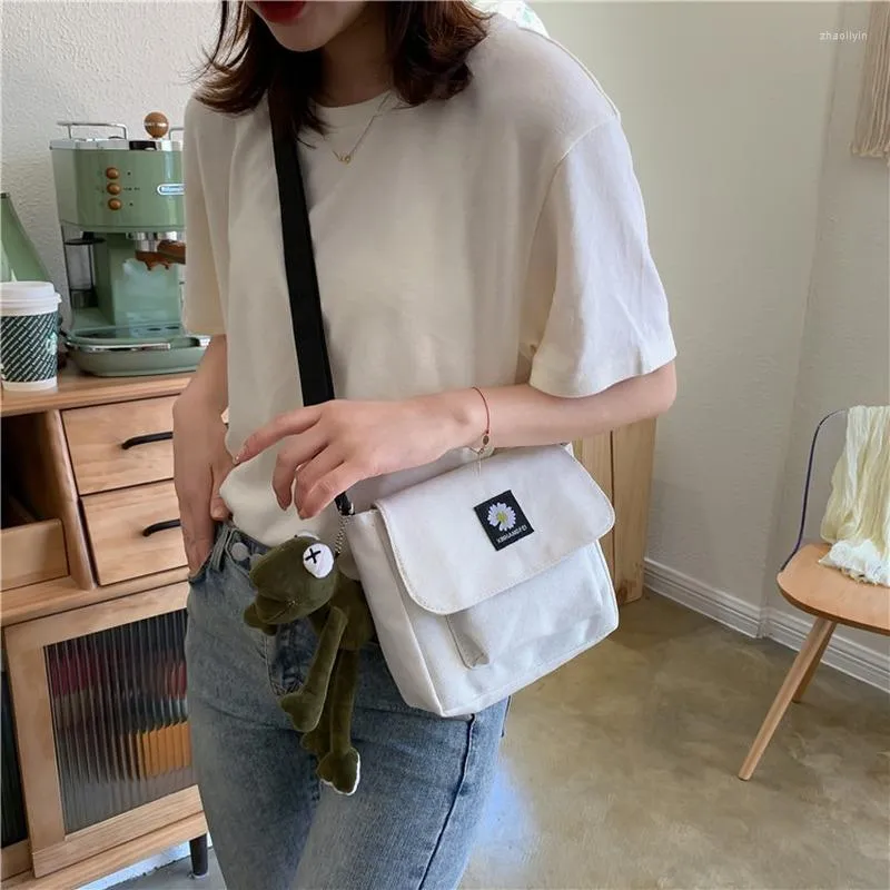 Evening Bags Women Canvas Handbag Fashion Cartoon Student Shoulder Bag Ladies Black White Cute Envelope Lady Versatile Messenger