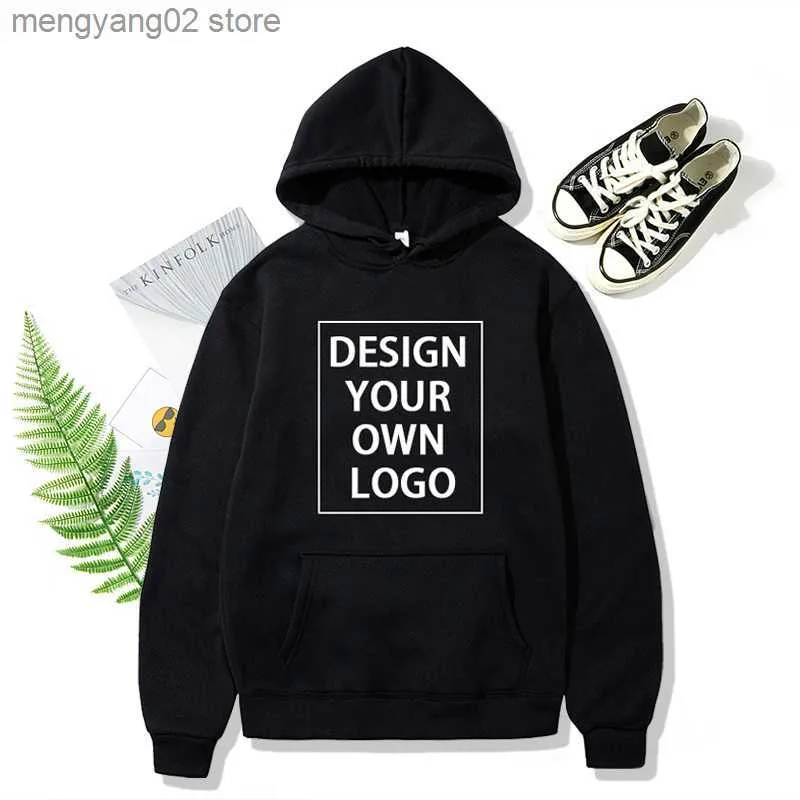 Herrtröjor tröjor din egen designtext bild anpassad tröja unisex diy anime tryck hoodies lösa casual hoody kläder sportkläder t23628