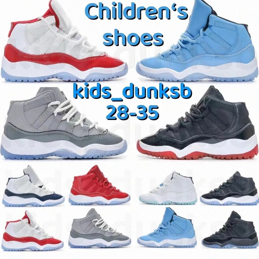 Cherry Kids Shoes 11s Basketball Children Shoes Grey Red Youth Toddler