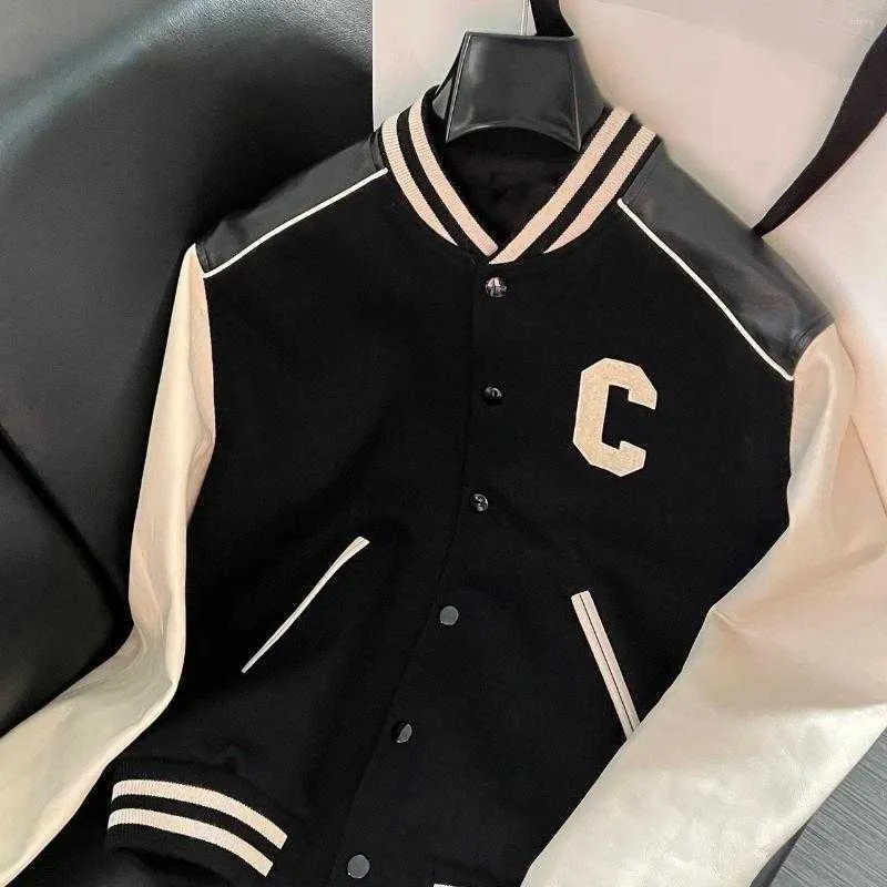 Vestes pour hommes HNL Slp Teddy Leather Stitching C-word Wool Baseball Uniform Ce Home Letters Veste de mode haut de gamme pour hommes et femmes