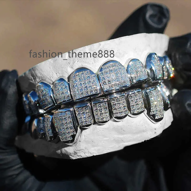 Benutzerdefinierte Top Grillz Zähne Benutzerdefinierte 8 Top 8 Bottom Pass Diamant Moissanit Iced Bling Grills Zähne Grillz Hip Hop Grillz für Zähne