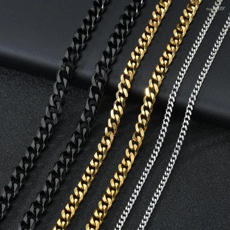 Chains Men's Cuban Link Chain Necklace Stainless Steel 3/5/7mm Black Gold Color Male Choker Colar Jewelry Gifts