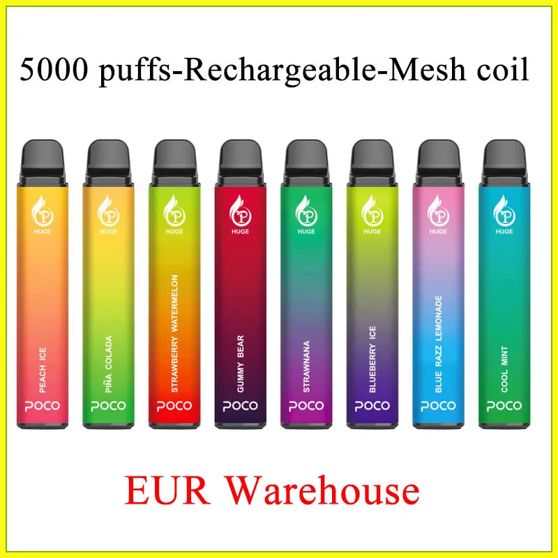 Poco Huge 5000 puffs Disposable vape with 950mah Electronic Cigarette battery and 15ml cartridge pod local warehouse