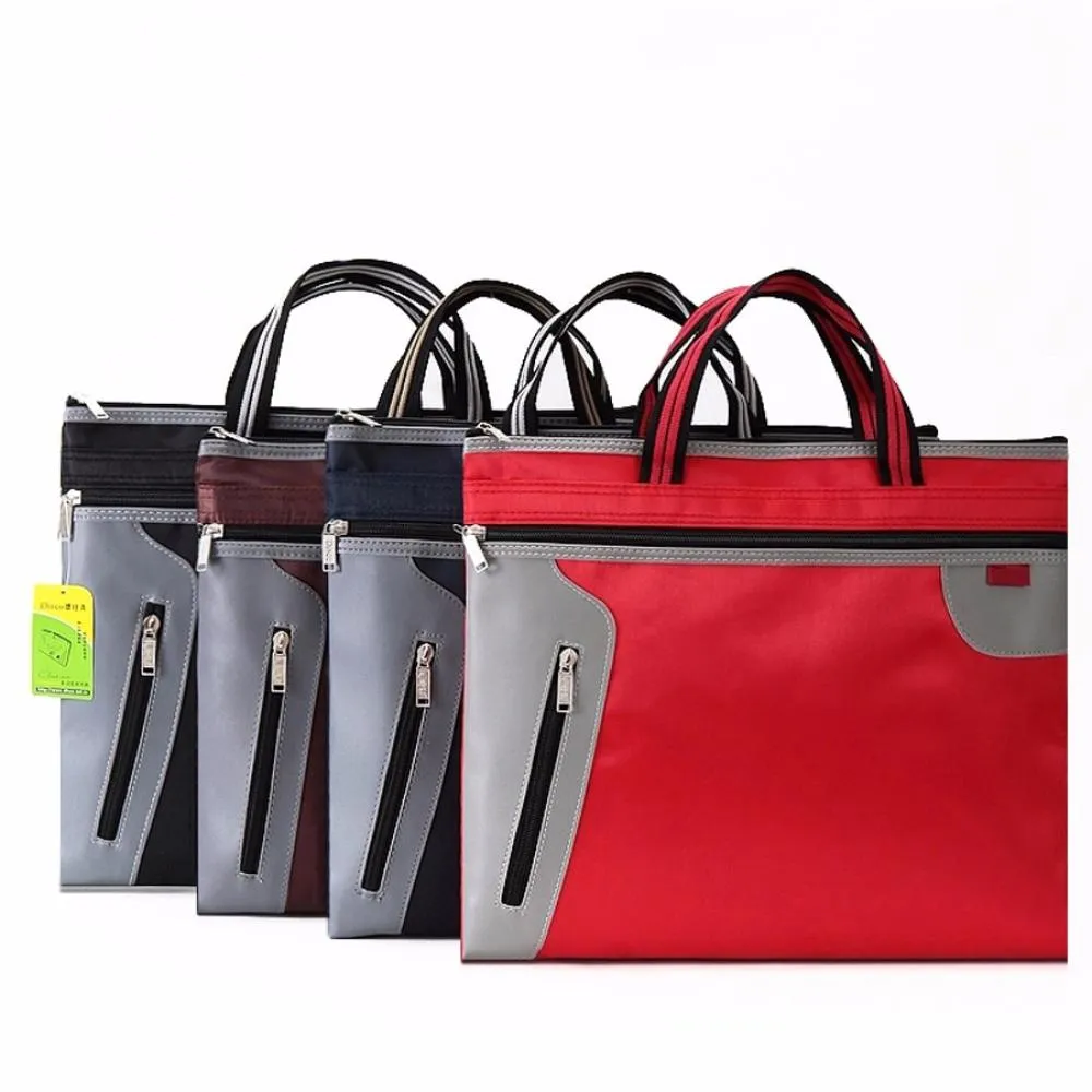 1PC 37X30CM Top Grade Commercial Business Document Bag Tote A4 Filing Bag Meeting Bag Side Zipper Pocket 4 Colors (2)