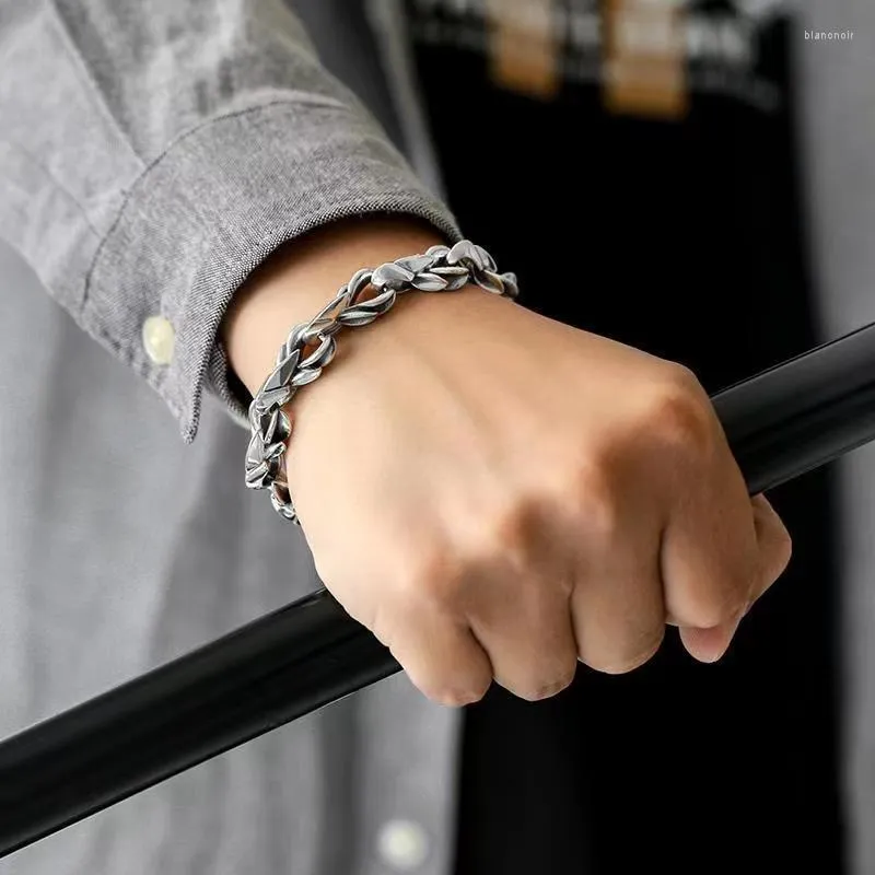 Personalized Dragon Bone Link Silver Chain Bracelet Mens Trendy