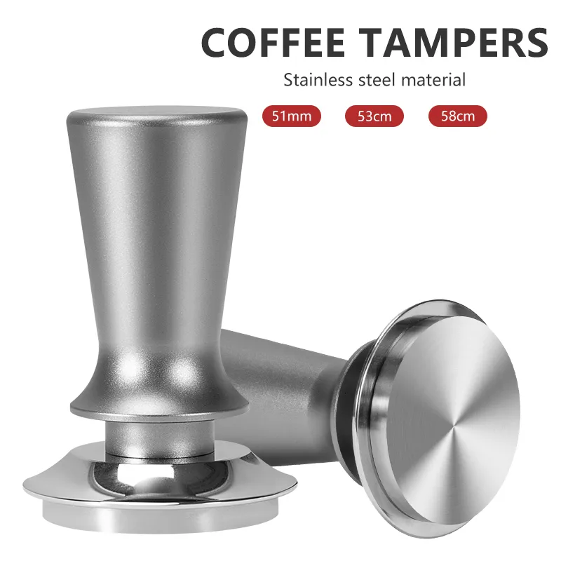Tampers 51mm53mm58mm Stainless Steel Espresso Coffee Tamper Powder Hammer Pressing 30lb Spring Loaded Coffeeware Accessories 230627