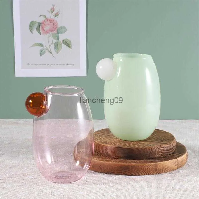 Bolla sveglia Tazza di acqua di vetro colorato Tazza di vetro resistente al calore ad alta borosilicato fatta a mano Tazza di vetro per bevande retrò L230620