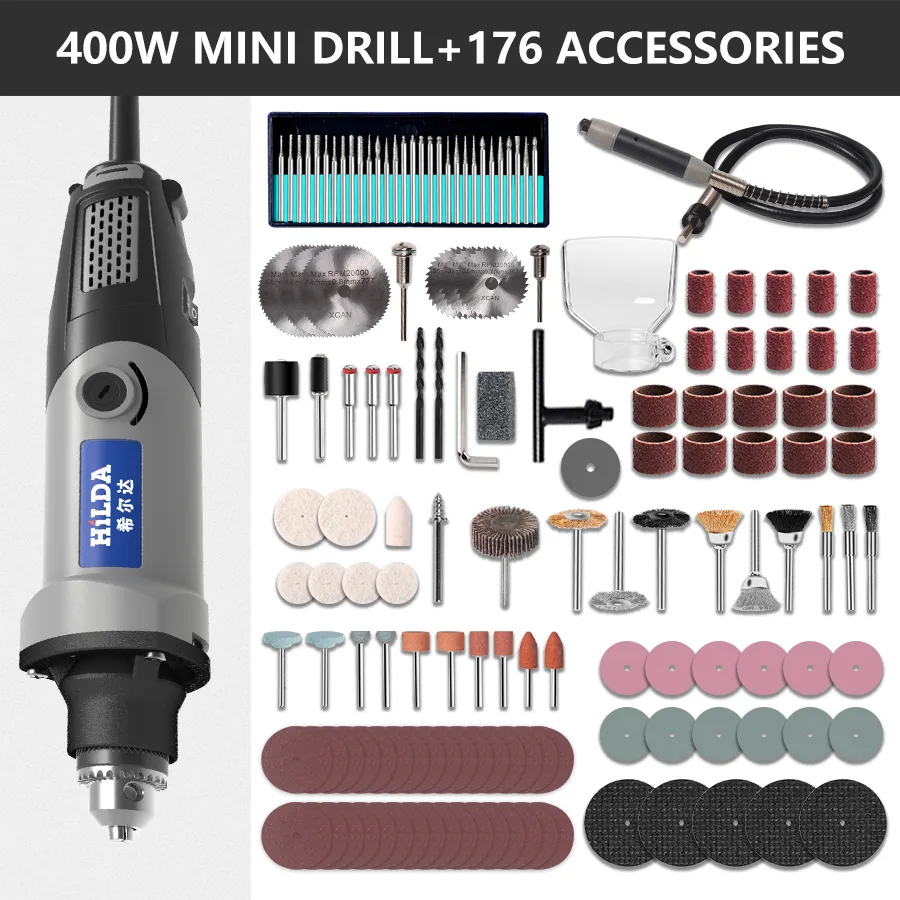 HILDA Variable Speed Rotary Tool Electric Tools 400W Mini Drill 6