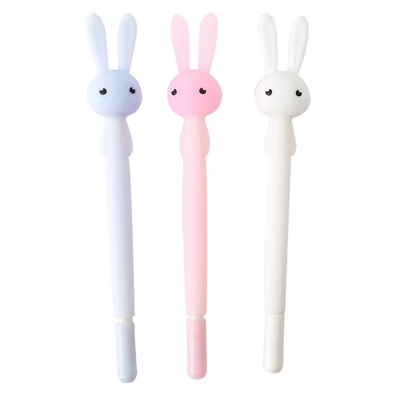 Pens 12Pcs/Batch Korean Cute Rabbit Bunny Pens Funny School Pen Kawaii Children Stationery Goods Kawai Thing Rollerball Ballpoint Kit