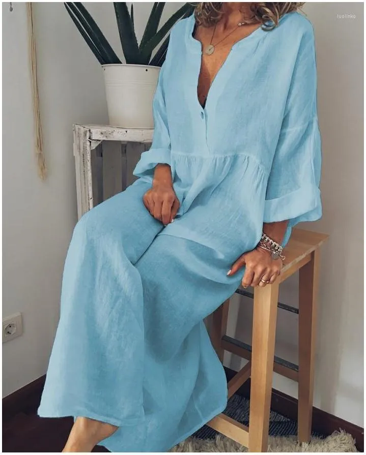 V Neck Loose Cotton Summer Dresses Women Summer Simple Cotton Linen Dress Casual V Neck Loose V Neck Loose Cotton Summer Dresses Women Summer Simple Cotton Linen Dress Casual V Neck Loose