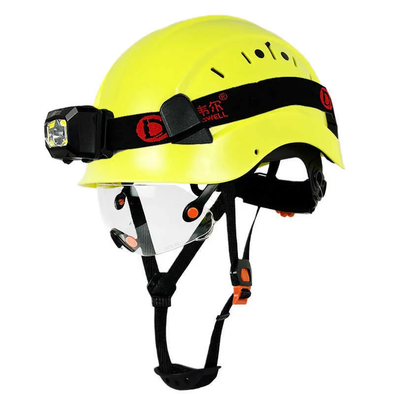 Tactical Helmets CE Construction Safety Helmet With Visor Led Head Light ABS HardHat Aloft Work ANSI Industrial Outdoor Work At Night ProtectionHKD230628