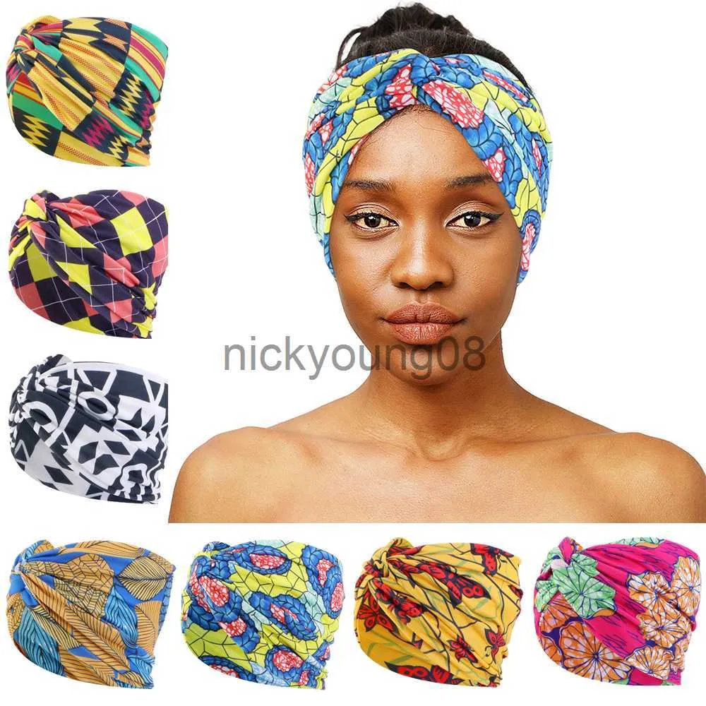 Bandanas Nouveau Africain Imprimé Twist Bandeau pour Femmes Bande De Cheveux Maquillage Headwrap Large Stretch Chapeaux Turban Dames Accessoires De Cheveux x0628