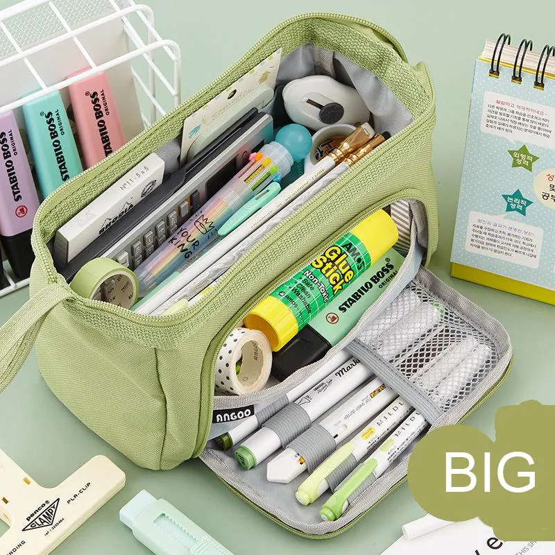 Fall Angoo Side Window Cute Pencil Case Special Aron Color Canvas Big Pencil Box Storage Bag Kids Student School Pouch Stationery