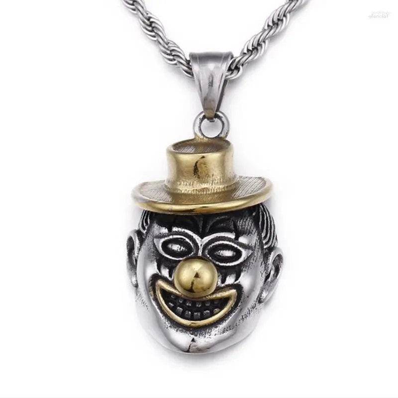 Pendant Necklaces Stainless Steel Gold Clown Necklace Funny Humor Jewelry Halloween Gifts