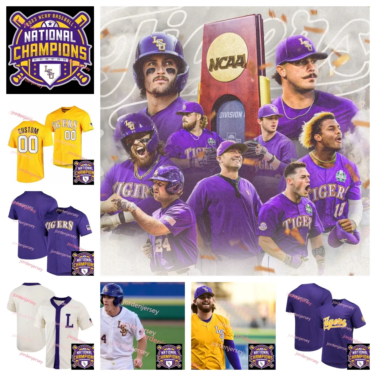 Dylan Crews 2023 MCWS National Champs Maglia da baseball LSU Tigers Alex Lange Jaden Hill Christian Little Alex Lange Ben McDonald Kramer Robertson Greg Deichmann